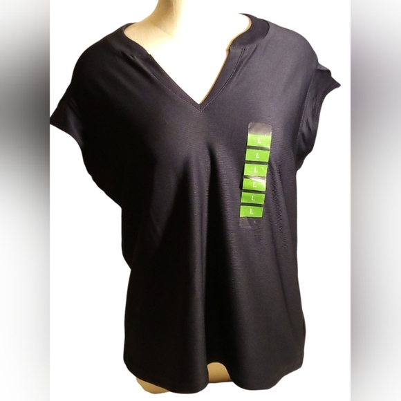 RBX - Flutter Sleeve, Split neck,  UPF 50+, Ribbed Women's Large Navy Blue Top - Picture 15 of 15